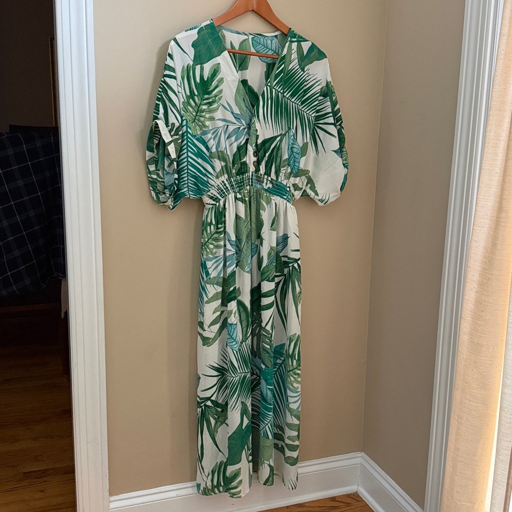 Tropical Leaf Print Dress